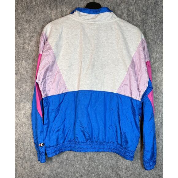 Champion Women’s Size Large Colorblock 1/2 Zip Windbreaker Anorak Jacket Retro - Picture 3 of 9